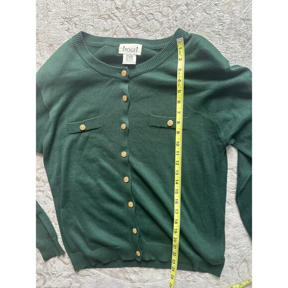 Vintage Women’s Green Cardigan Sweater Gold Button Knit Retro Preppy M - Picture 4 of 4